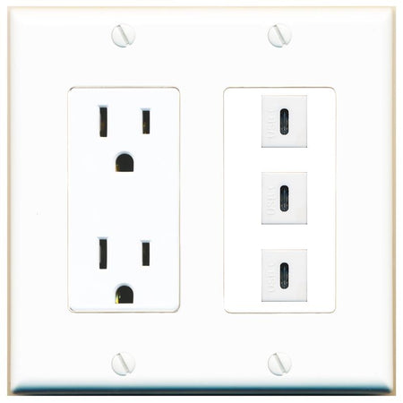 3 USBC Wall Plate [White]