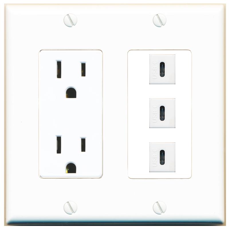 3 USBC Wall Plate [White]