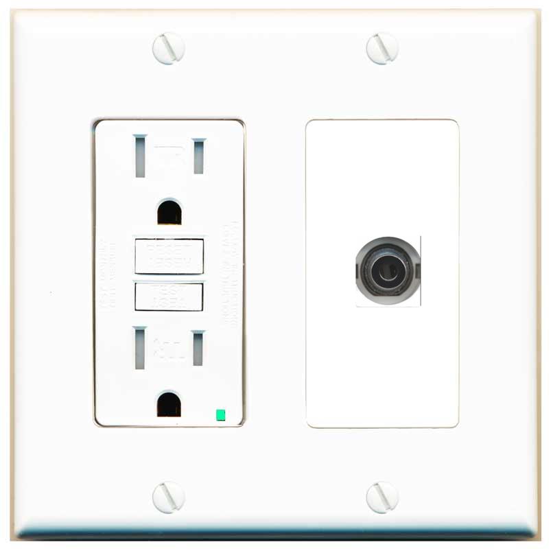 RiteAV 3-5MM Wall Plate with GFCI Power Outlet [White]