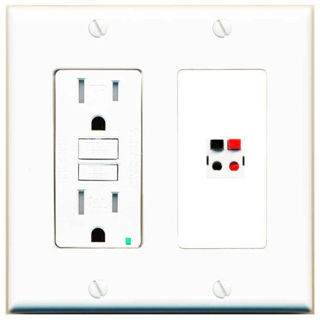 RiteAV SPEAKER Wall Plate with GFCI Power Outlet [White]