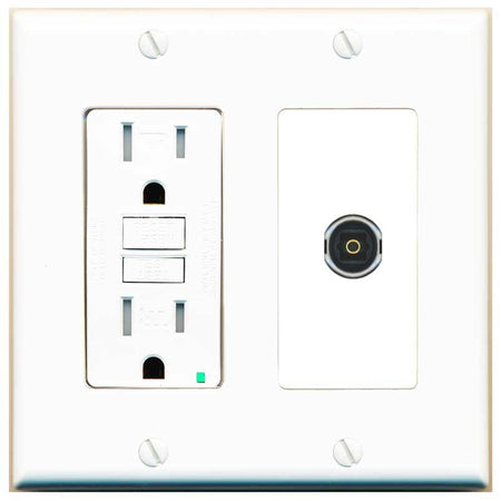 RiteAV TOSLINK Wall Plate with GFCI Power Outlet [White]