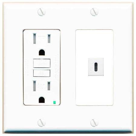 RiteAV USBC Wall Plate with GFCI Power Outlet [White]