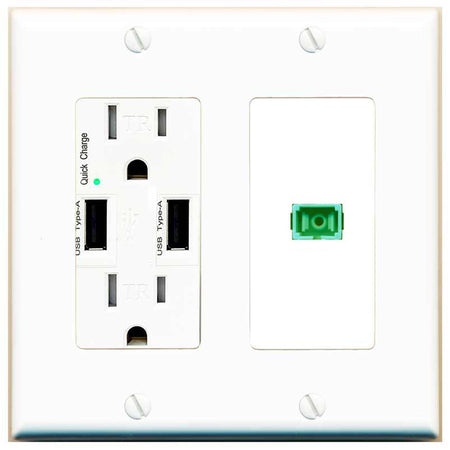 RiteAV SC-APC-SX Wall Plate with USB A Charger Power Outlet [White]