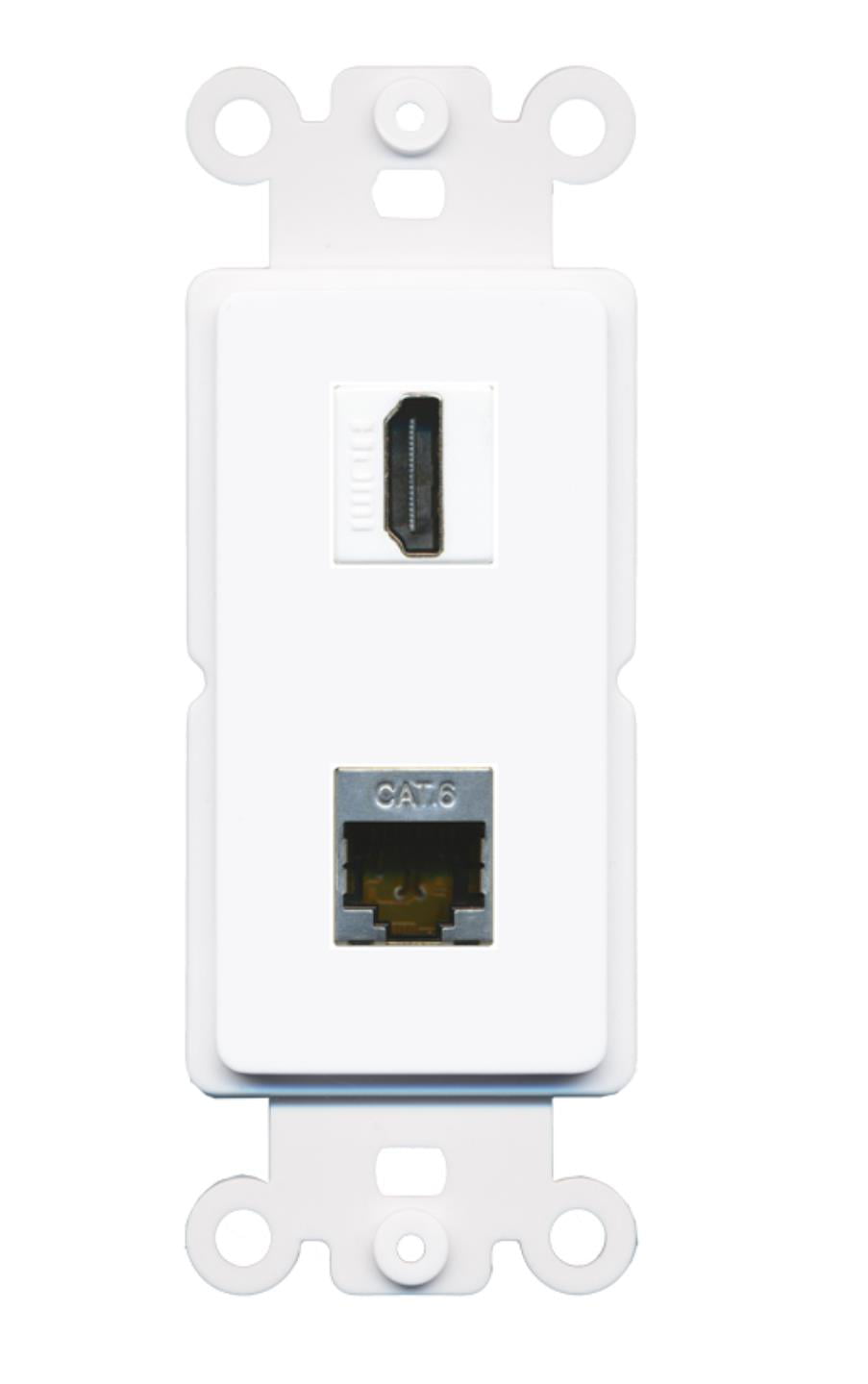 RiteAV - HDMI Cat6 Shielded Port Wall Plate Decorative (Rocker) White