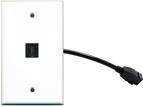 RiteAV Custom HDMI Wall Plate 1 Port - with Black Pigtail [White/White]