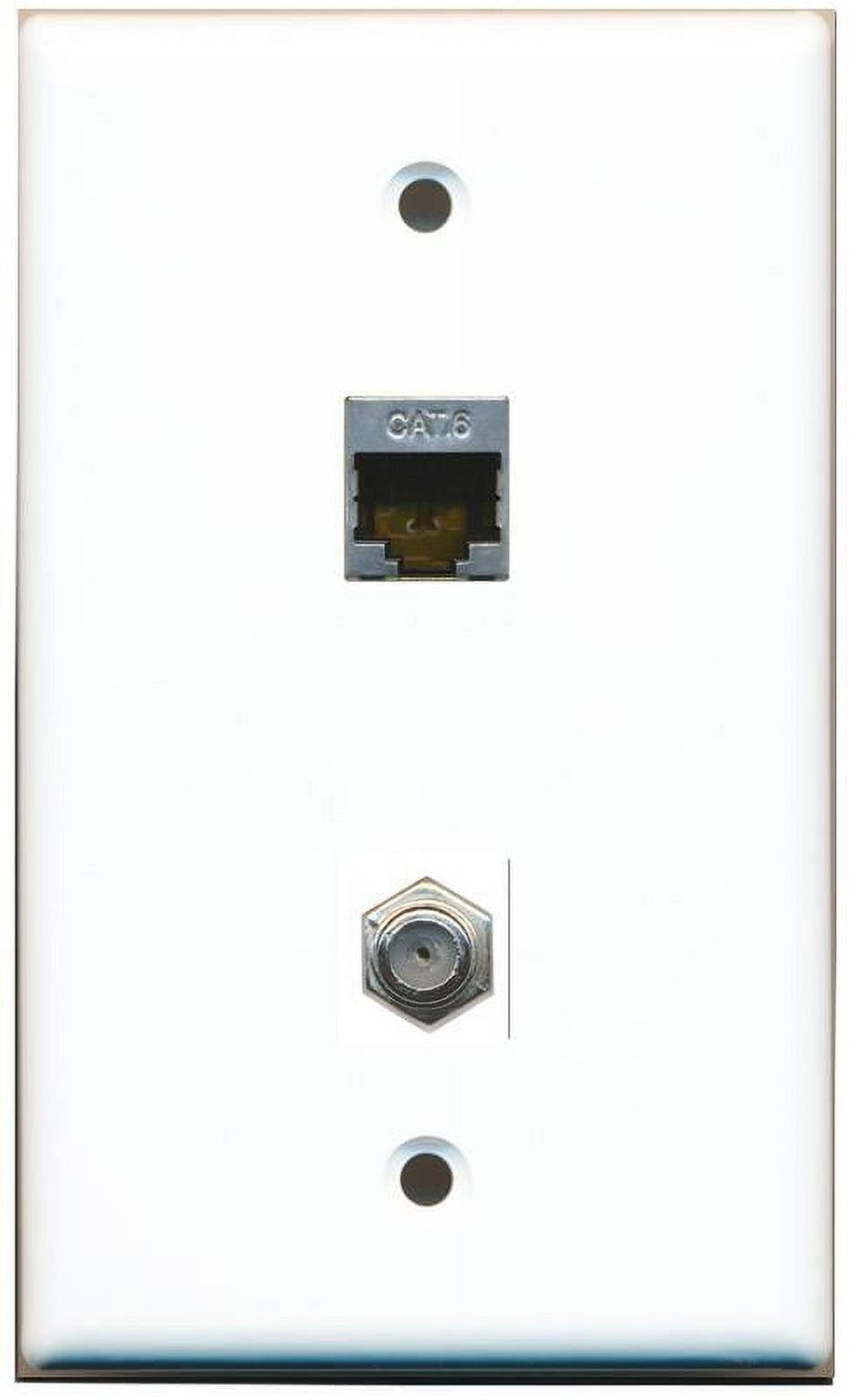 RiteAV 1 Gang Wall Plate (White) 2 Port - Cat6 (Shielded) Coax (White)
