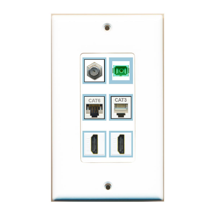 6 Port Custom Keystone Wall Plate DecorZ White
