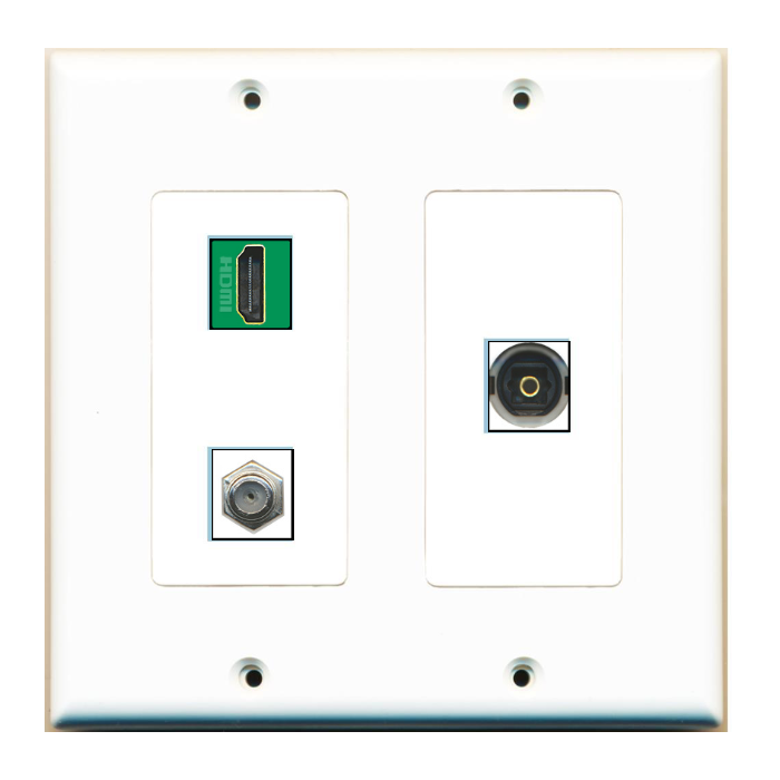 3 Port Custom Keystone Wall Plate 2 Gang DecorZ White