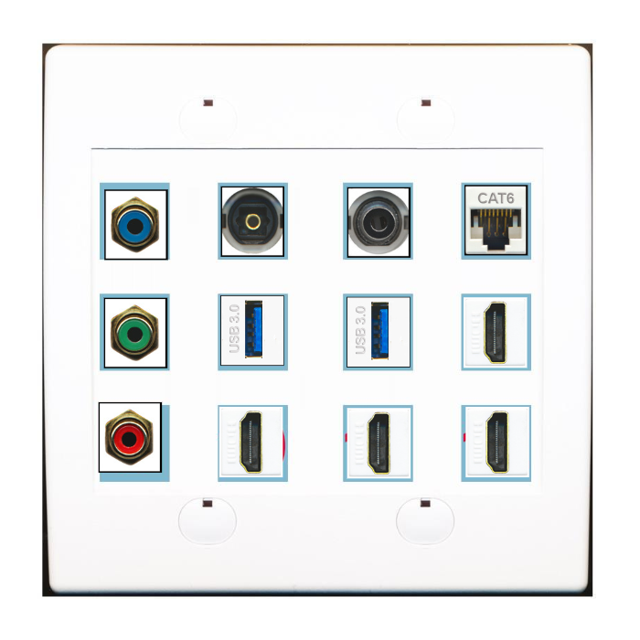 Custom Wall Plate White with up to 12 Keystone Ports