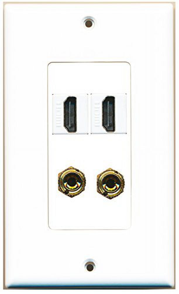 RiteAV - 2 Port HDMI 2 Port Banana Speaker Decorative Wall Plate