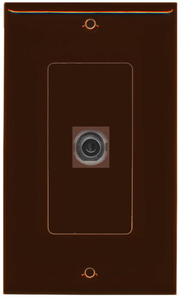 RiteAV - 1 3.5mm Audio-Headphone Jack Port Wall Plate Decorative - Brown