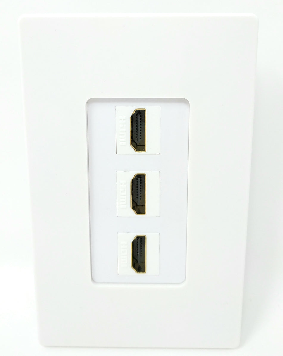 RiteAV - 3 Port HDMI 2.0 Decorative Screwless Wall Plate (White)