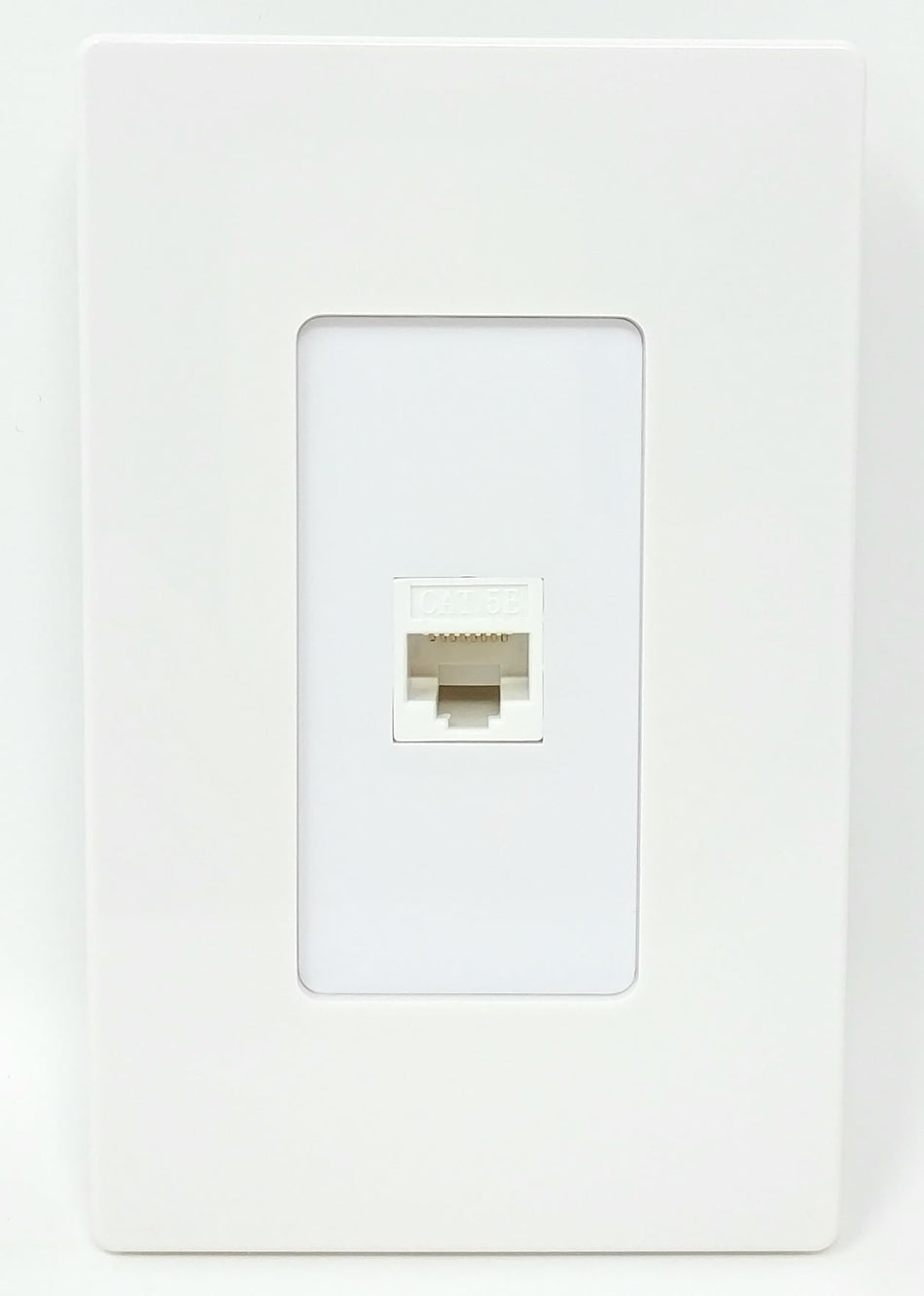 RiteAV Decorative 1 Gang 1 Port Cat5e Wall Plate - White/White Screwless- Bracket Included