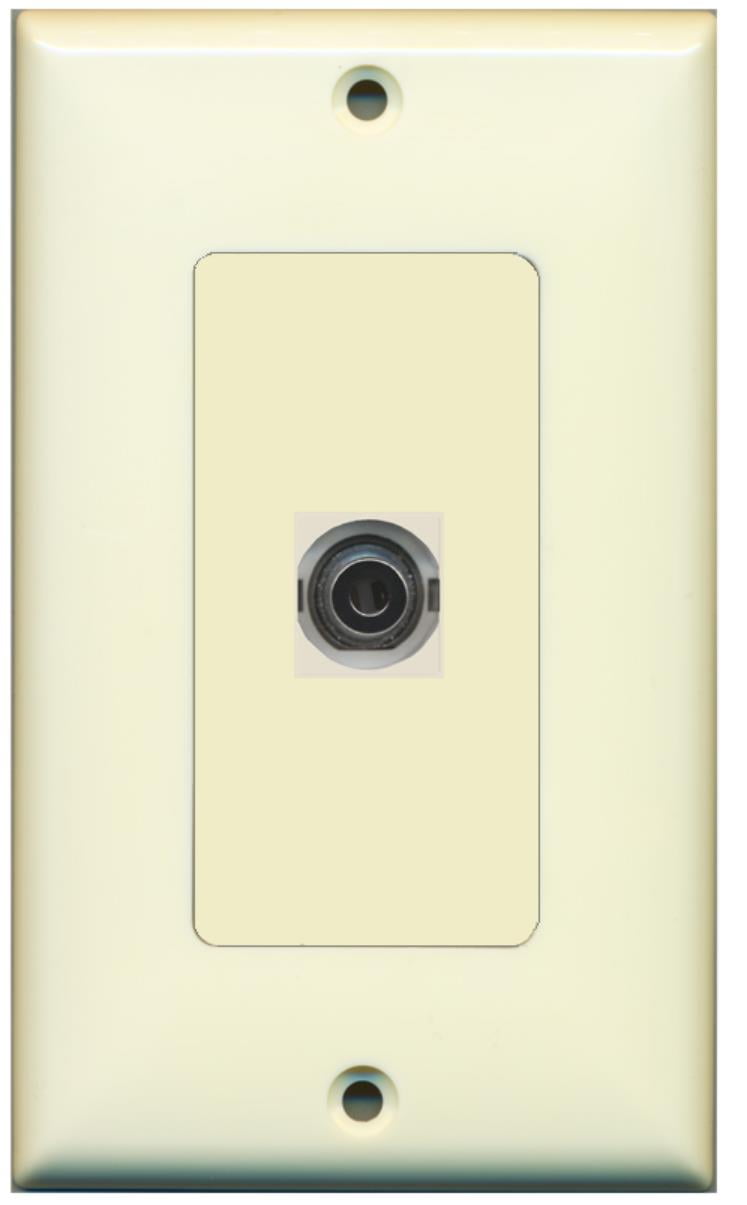 RiteAV - 1 3.5mm Audio-Headphone Jack Port Wall Plate Decorative - Light Almond