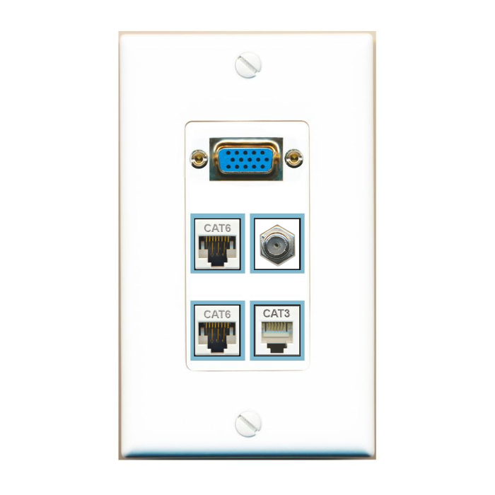 Custom SVGA Wall Plate White with up to 4 Keystone Ports