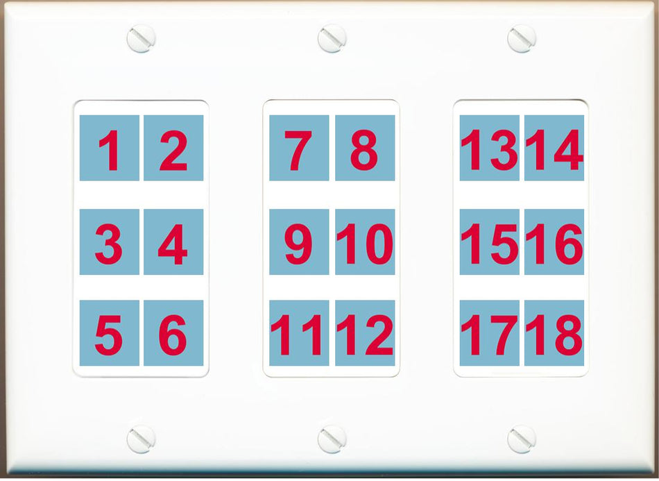 Custom Wall Plate White with up to 18 Keystone Ports
