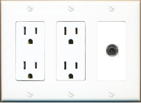 RiteAV 3-5MM Wall Plate with Dual 15A Power Outlets