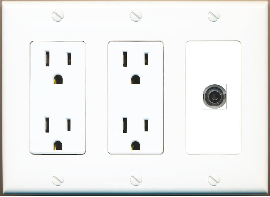 RiteAV 3-5MM Wall Plate with Dual 15A Power Outlets