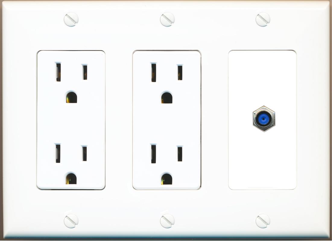 RiteAV F81 Wall Plate with Dual 15A Power Outlets