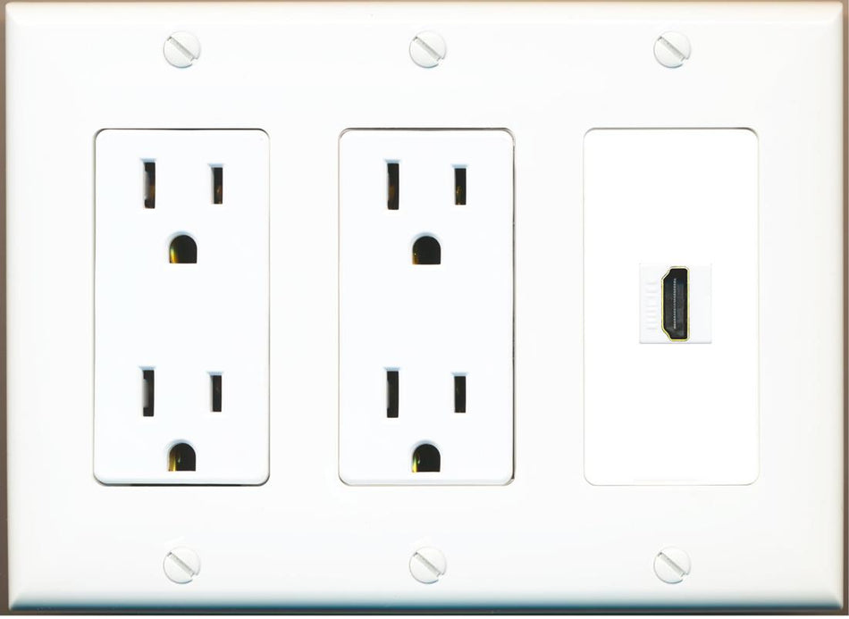 RiteAV HDMI Wall Plate with Dual 15A Power Outlets