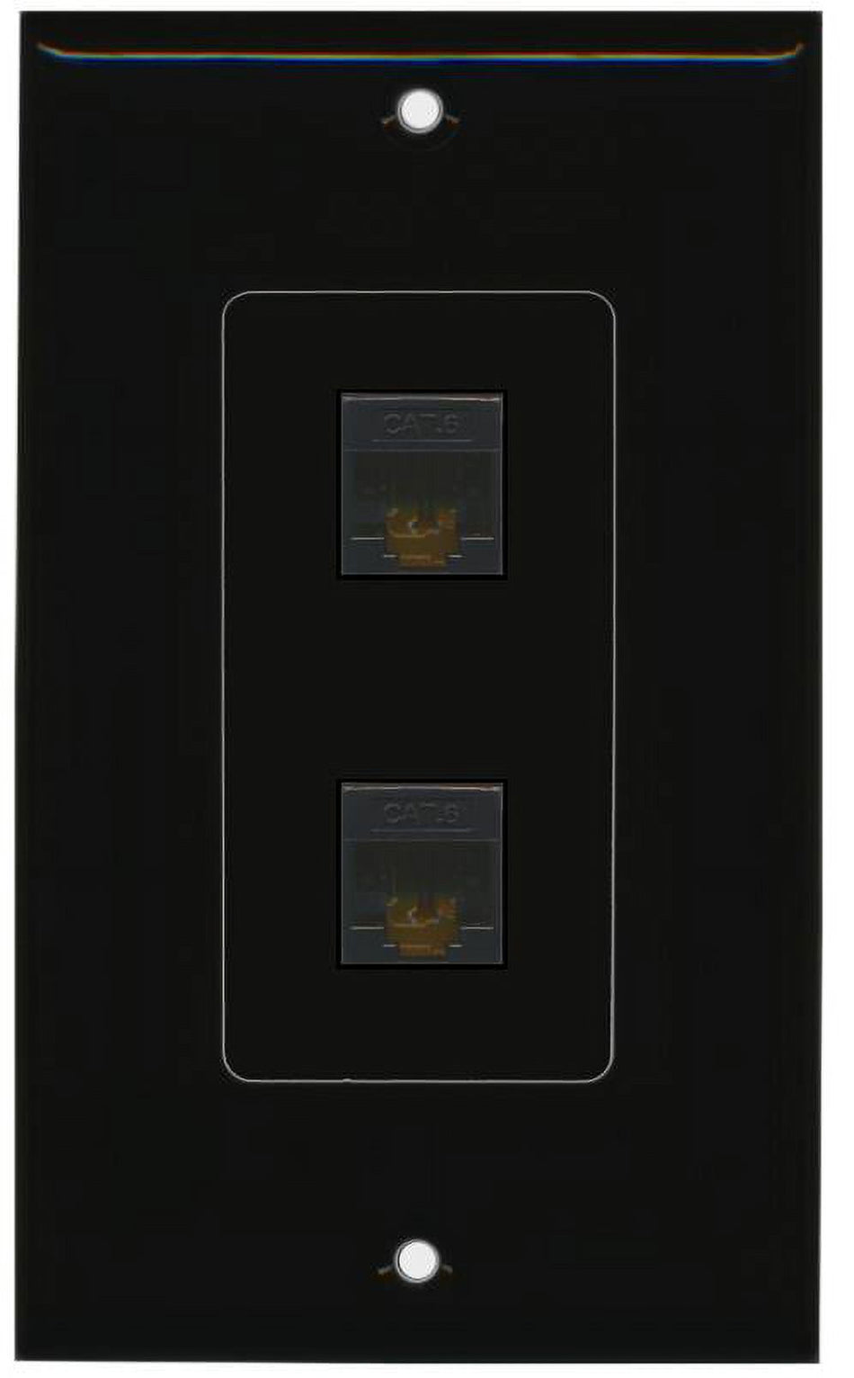 RiteAV 2 Port Cat6 Ethernet Wall Plate Jack Female-Female - 1 Gang [Black/Black]