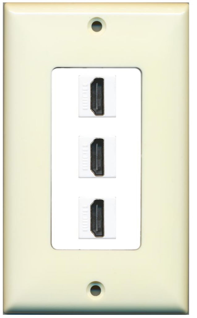 RiteAV - 3 Port HDMI 2.0 Decorative Wall Plate (Light Almond & White)