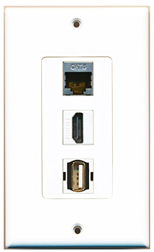 RiteAV 1 Port HDMI 1 USB A-A 1 Shielded Cat6 Ethernet Wall Plate OVERSIZED