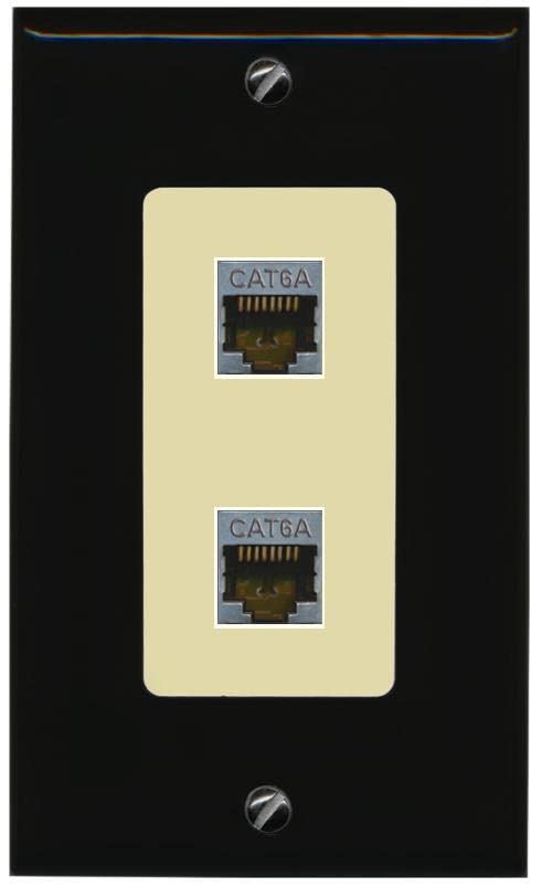 RiteAV 2 Port Cat6A Wall Plate - 1 Gang [Black/Ivory]