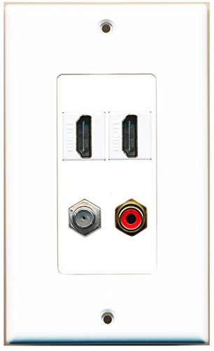 RiteAV 2 Port HDMI 1 Port RCA Red 1 Port Coax Cable TV- F-Type Wall Plate OVERSIZED