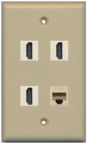 RiteAV - 3 Port HDMI 1 Port Cat6 Ethernet Wall Plate - Ivory