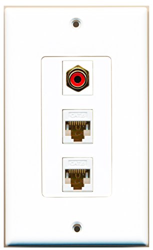 RiteAV 1 Port RCA Red 2 Port Cat6 Ethernet White Wall Plate OVERSIZED