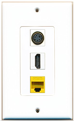 RiteAV 1 Port HDMI 1 S-Video 1 Cat5e Ethernet Yellow Wall Plate OVERSIZED