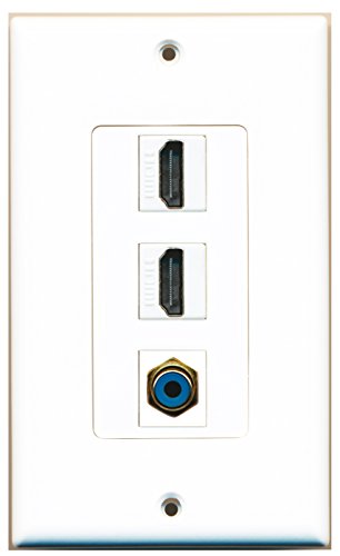 RiteAV 2 Port HDMI 1 Port RCA Blue Wall Plate OVERSIZED