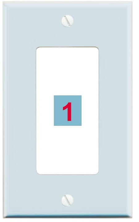 RiteAV Custom Wall Plate 1 Port - 1 Gang Decorative [Sky Blue/White]