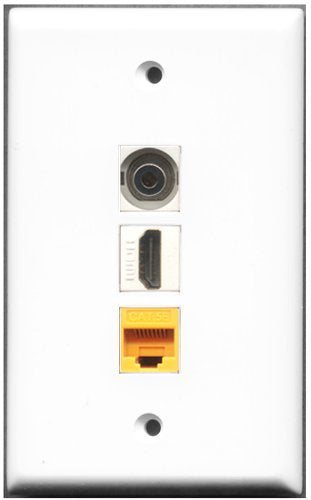 RiteAV - 1 Port HDMI 1 3.5mm 1 Cat5e Ethernet Yellow Wall Plate