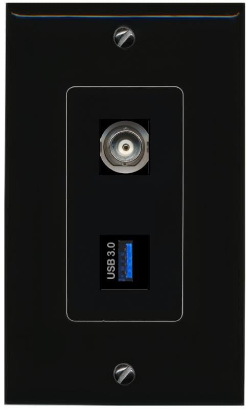 RiteAV BNC USB-3 Wall Plate Decorative [Black]
