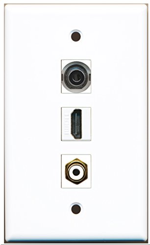 RiteAV - 1 Port HDMI 1 RCA White 1 3.5mm Wall Plate