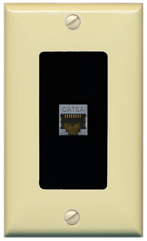 RiteAV 1 Port Cat6A Wall Plate - 1 Gang [Ivory/Black]