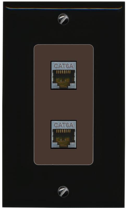RiteAV 2 Port Cat6A Wall Plate - 1 Gang [Black/Brown]