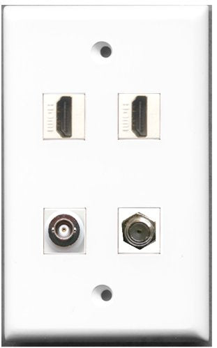 RiteAV - 2 Port HDMI 1 Port Coax Cable TV- F-Type 1 Port BNC Wall Plate