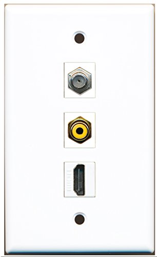RiteAV - 1 Port HDMI and 1 Port RCA Yellow and 1 Port Coax Cable TV- F-Type Wall Plate
