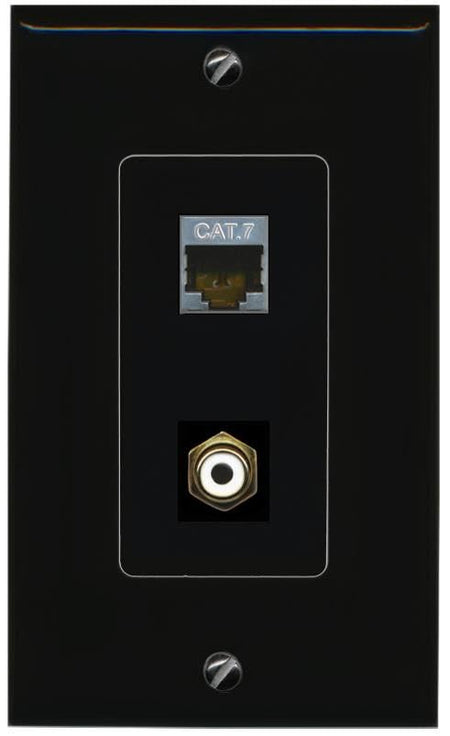 RiteAV CAT7 RCA-White Wall Plate Decorative [Black]
