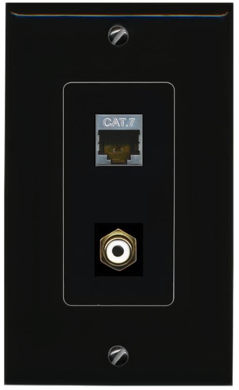 RiteAV CAT7 RCA-White Wall Plate Decorative [Black]