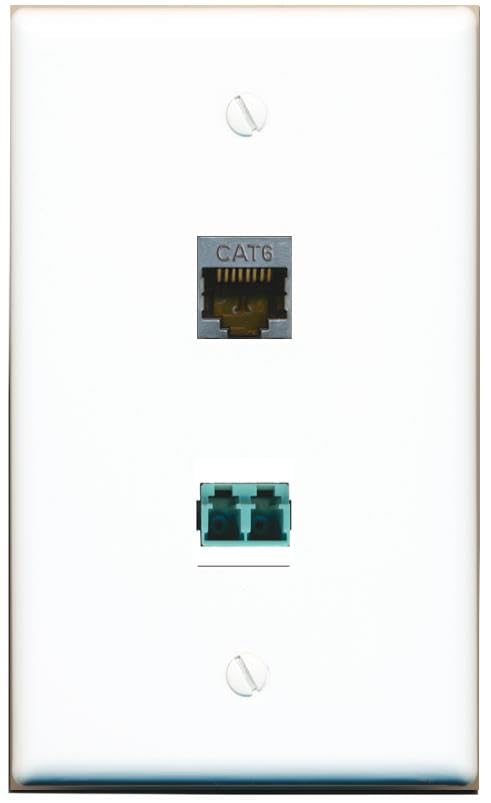 RiteAV CAT6-SHIELDED LC 10GB Fiber Duplex Wall Plate Flat/Solid [White]