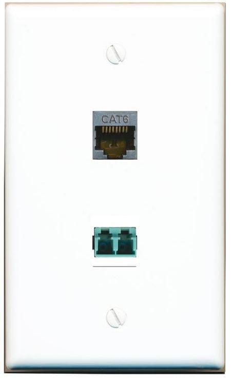 RiteAV CAT6-SHIELDED LC 10GB Fiber Duplex Wall Plate Flat/Solid [White]