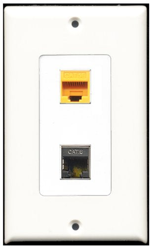 RiteAV 1 Port Shielded Cat6 1 Port Cat5e Yellow Type Wall Plate OVERSIZED