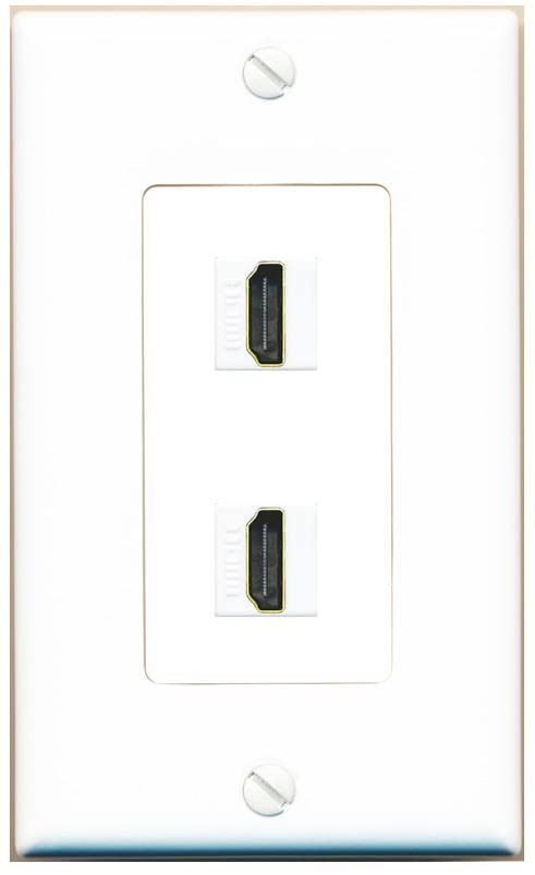 RiteAV Custom HDMI Wall Plate 2 Port - 1 Gang [White/White]