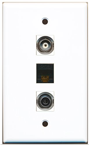 RiteAV - 1 Port 3.5mm and 1 Port BNC and 1 Port Cat6 Ethernet Black Wall Plate