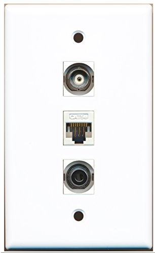 RiteAV - 1 Port 3.5mm 1 BNC 1 Cat5e Ethernet White Wall Plate