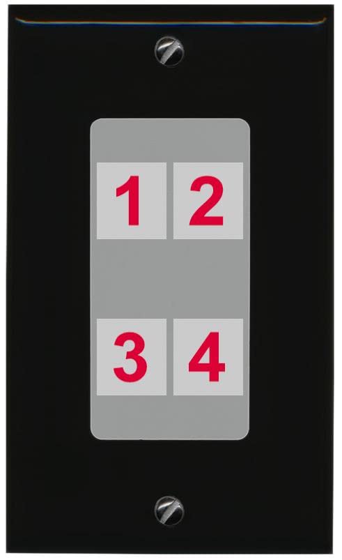 RiteAV Custom 4 Port Custom Wall Plate - 1 Gang [Black/Gray]